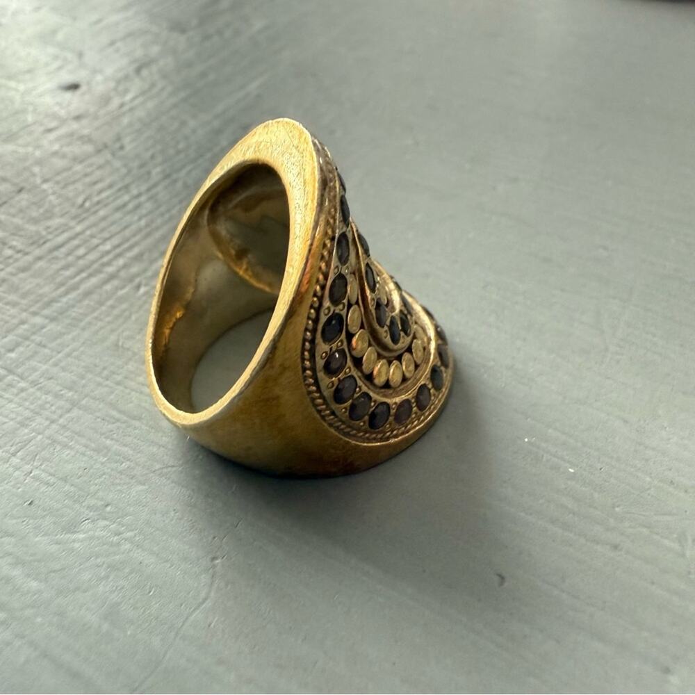 Anna Beck 925 Sterling Silver & 18K Gold Plated Ring Size 6.5 - Picture 7 of 10